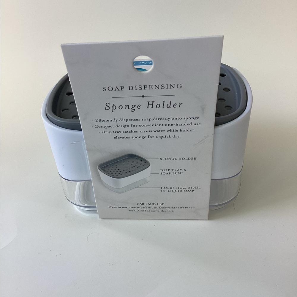 Core Kitchen~ White/Gray Soap Dispensing Sponge Holder